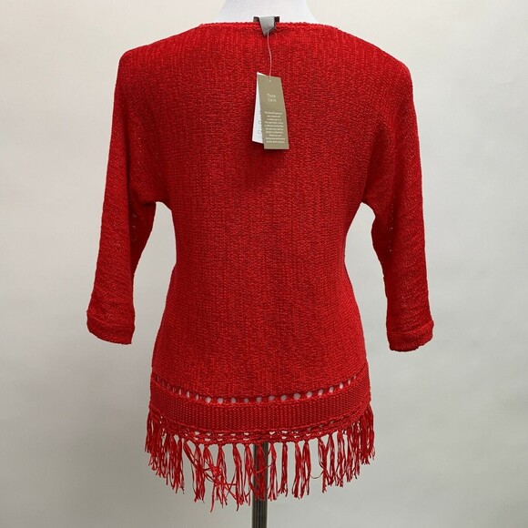 Easywear by Chico's Women's Top 0 Small 4 Red Firebelle Teena Fringe NWT - Picture 5 of 10